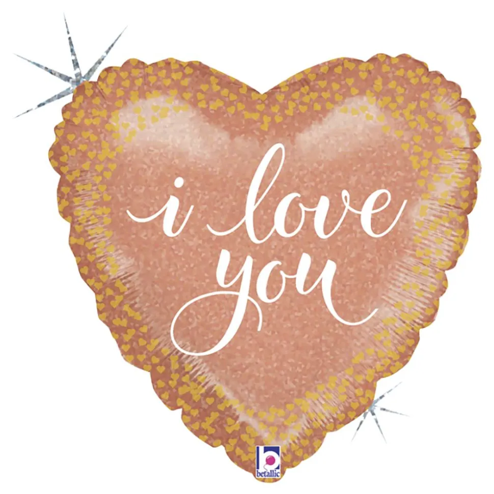 Folieballong Hjerte I Love You Rosegull