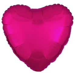 Folieballong Hjerte Metallisk Fuksia