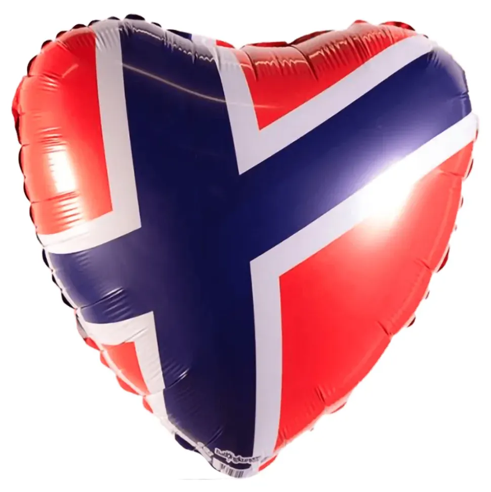 Folieballong Hjerte Norske Flagget