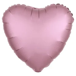 Folieballong Hjerte Sateng Rosa Pastell