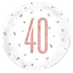 Folieballong 40 Hvit/Roségull Prikkete