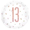 Folieballong 13 Hvit/Roségull Prikkete