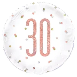 Folieballong 30 Hvit/Roségull Prikkete