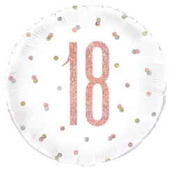Folieballong 18 Hvit/Roségull Prikkete