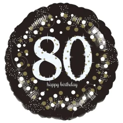Folieballong Rund Sparkling Birthday 80