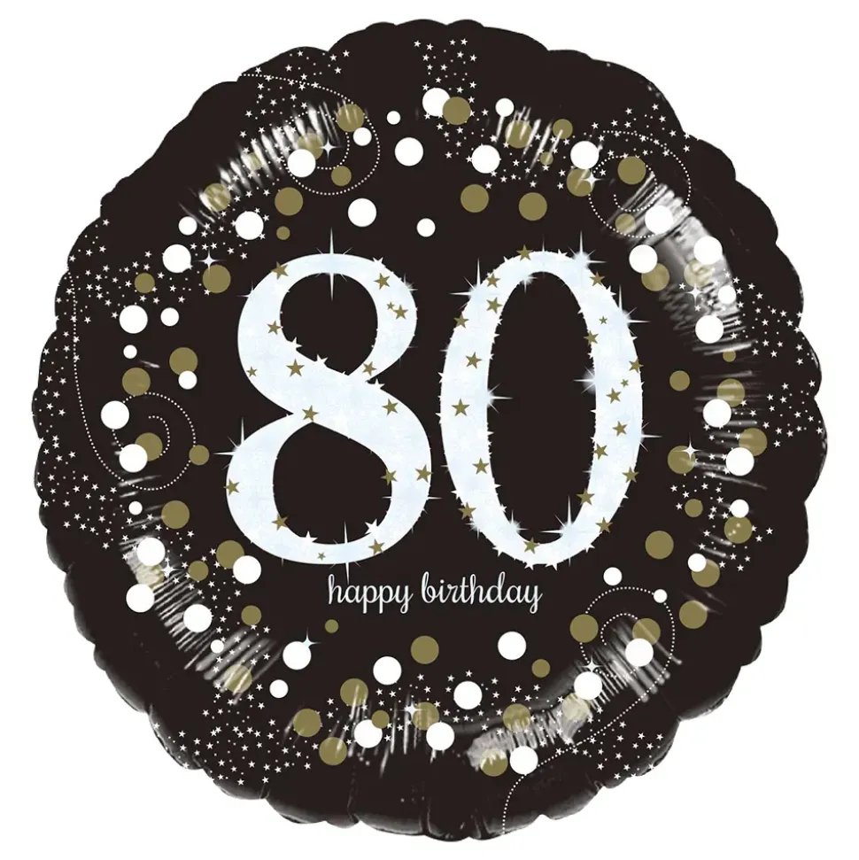 Folieballong Rund Sparkling Birthday 80