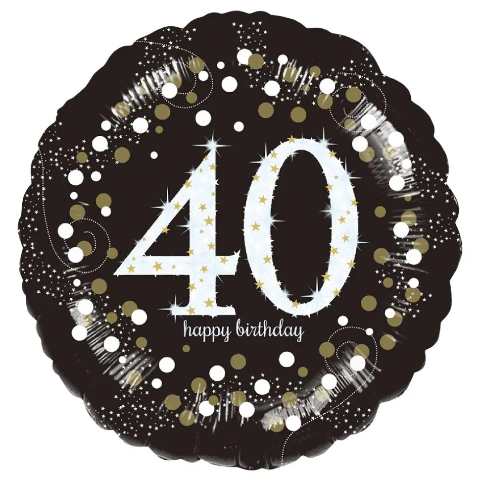 Folieballong Rund Sparkling Birthday 40