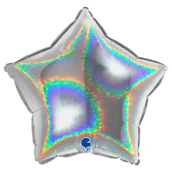 Folieballong Stjerne Glitter Sølv