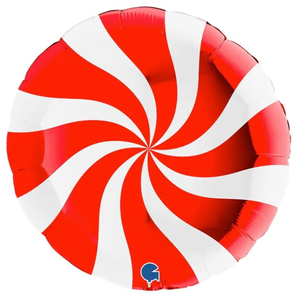 Folieballong Swirly Hvit-Rød