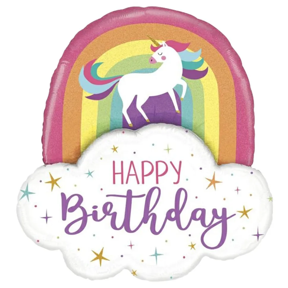 Folieballong Unicorn Rainbow Birthday