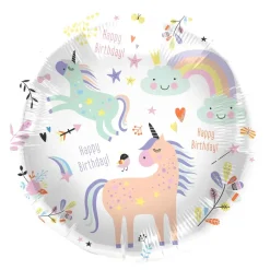 Folieballong Unicorn & Rainbows Happy Birthday