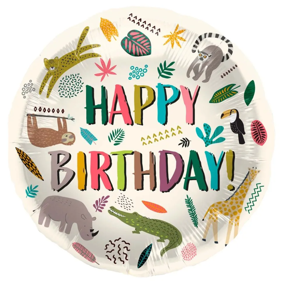 Folieballong Zoo Party Happy Birthday