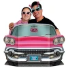 Fotoprops Pappfigur 50-talls Rosa Cab