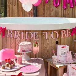 Girlander Bride to Be rosa med sløyfer