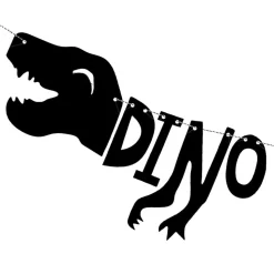 Girlander Dino Party Svart
