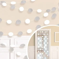 Girlandere Sirkler Hvit Glitter