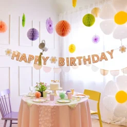Girlander Happy Birthday med Blomster