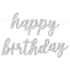 Girlander Happy Birthday Sølvskimrende