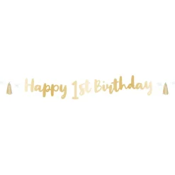 Girlander Happy 1st Birthday Blå/Gull