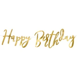 Girlang Happy Birthday Gull Metallisk
