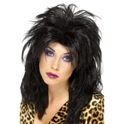Glamrocker Svart Parykk