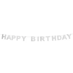 Glitterbanner Happy Birthday Sølv