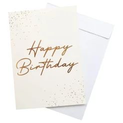 Gratulasjonskort Gull Happy Birthday med Konvolutt