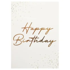 Gratulasjonskort Gull Happy Birthday med Konvolutt