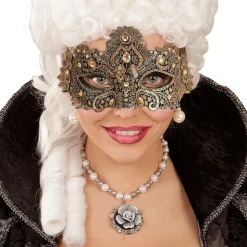 Halvmaske med strass bronse