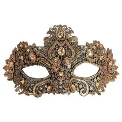 Halvmaske med strass bronse