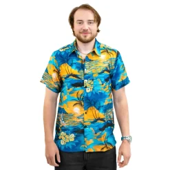 Hawaiiskjorte Herre Ocean Blue