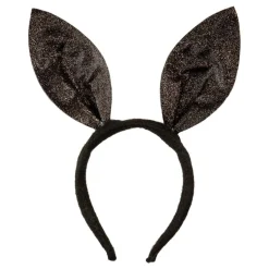 Hodebøyle Kaninører Svarte Glitrende