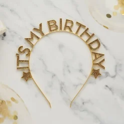 Hårbøyle It’s My Birthday Gull i Metall
