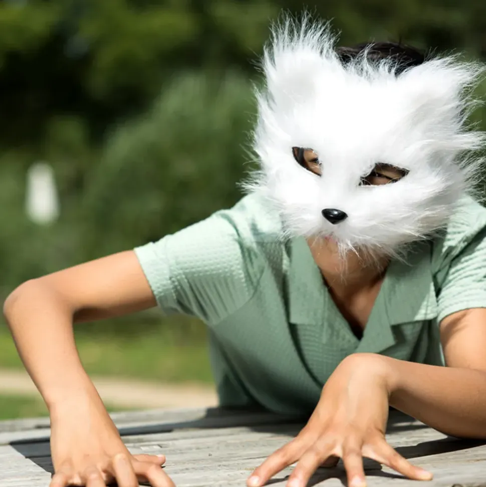 Hvit Katt Halvmaske