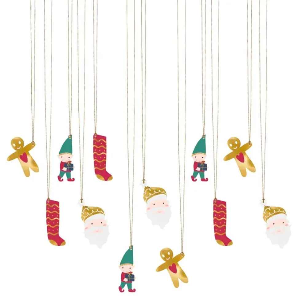 Juleetiketter Julefigurer med Snor