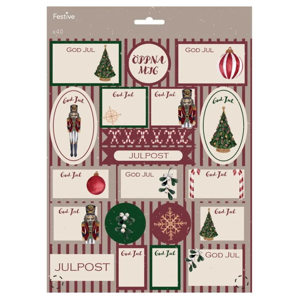 Juletiketter God Jul Motiv