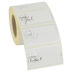 Juletiketter God Jul på Rull Silver