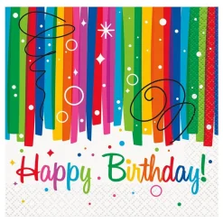 Kaffeservietter Happy Birthday Regnbue