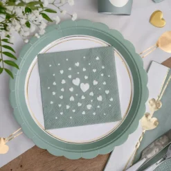 Kaffeservietter Hjerter Dusty Green