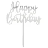 Kakedekorasjon Happy Birthday Sølv