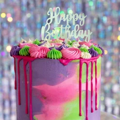 Kakedekorasjon Happy Birthday Sølv