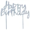 Kakedekorasjon Happy Birthday Sølv i Akryl