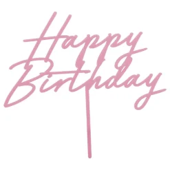 Kakedekorasjon Happy Birthday Lys Rosa