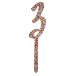 Kakedekorasjon Tall Roségull Glitter av Akryl