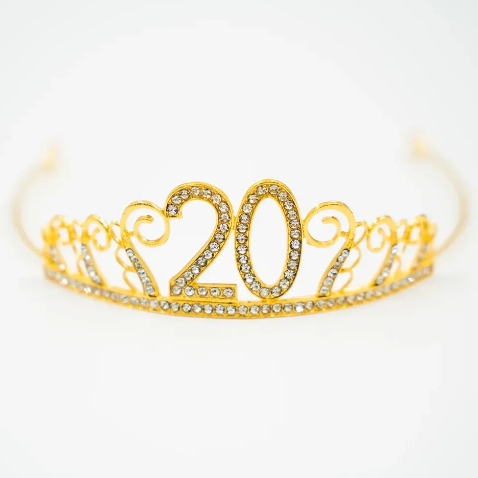 Kakedekorasjon Tiara Tall av Metall Gull