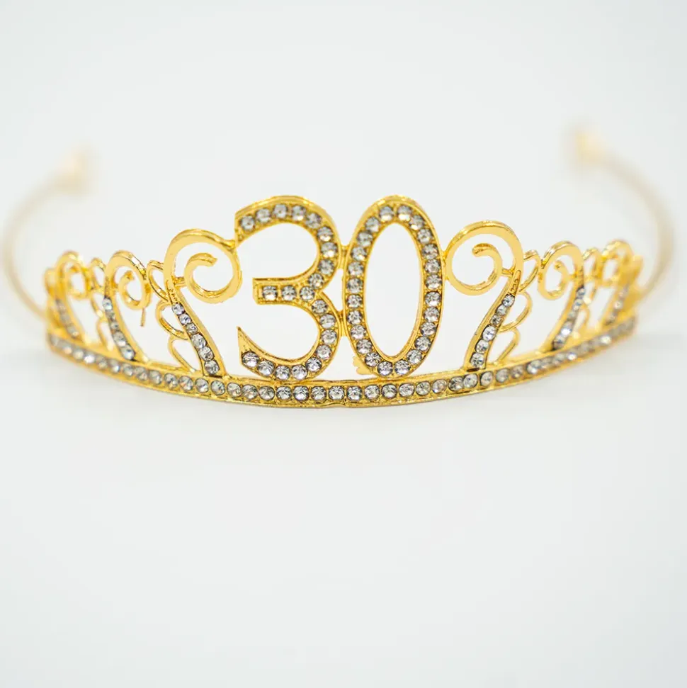 Kakedekorasjon Tiara Tall av Metall Gull