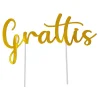 Kakepynt «Grattis» Gull