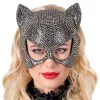 Katt halvmaske med strass