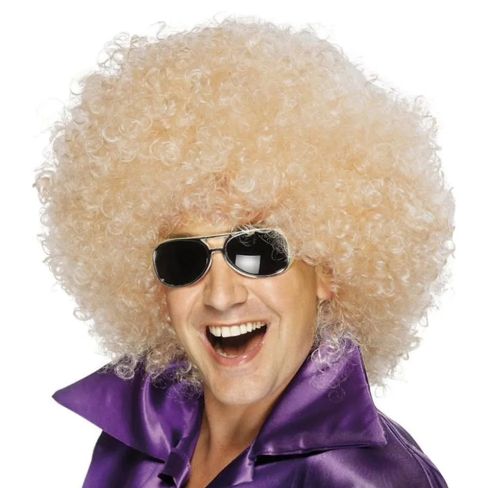 Kjempestor afroparykk blond