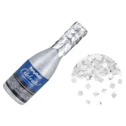 Konfettikanon Champagneflaske Sølv